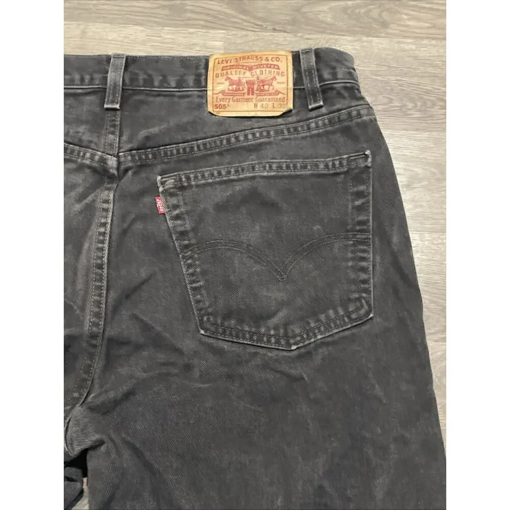 VTG Levis 505 Jeans Mens 40x30 Black Orange Tab Regular Fit Straight Leg 80s-90s